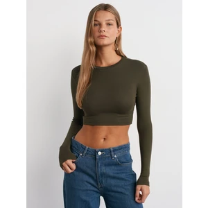 31236 Uzun Kollu Crop Top-Siyah