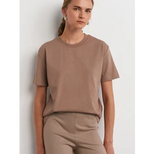 30312 Dekoratif Dikişli Bisiklet Yaka Tshirt-Vizon