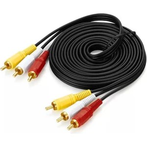 - 3 Metre - 3rca To 3rca Kablo - Altın Uçlu , Kompozit Ses ve Video Aktarım Av Kablosu