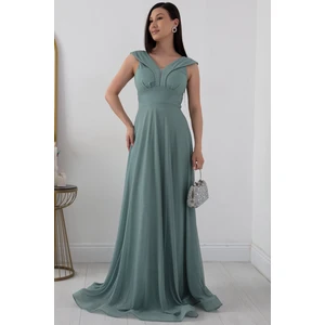 Simli Tül Uzun Abiye Elbise 13280