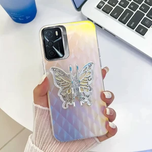 Oppo A16 Uyumlu Kılıf Zebana Standlı Kelebek Silikon Kılıf Desen 2