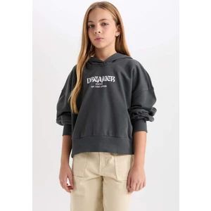 Kız Çocuk Oversize Kapüşonlu Baskılı Sweatshirt D7040A824WN