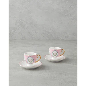 English Home Retro Vibe New Bone China 4 Parça 2 Kişilik Kahve Fincan Takımı 100 ml Pembe