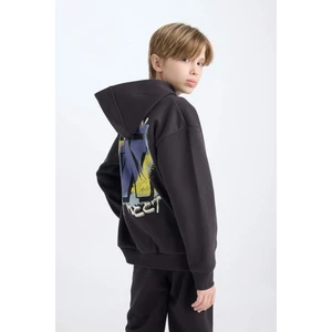 Erkek Çocuk Oversize Geniş Kalıp Sırt Baskılı Kapüşonlu Sweatshirt D7115A824WN
