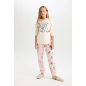 Kız Çocuk Pijama Takım Frozen Uzun Kollu Üst Desenli Beli Lastikli Alt D3746A824AU