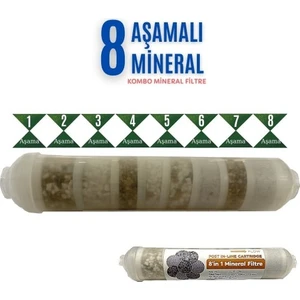 Mineral 8 Li Combo Filtre Su Arıtma Filtresi Alkalin + Detox
