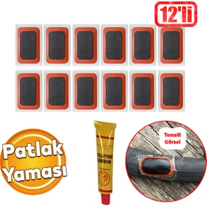 Solüsyonlu Iç Lastik Soğuk Yaması Şambrel Şamyel Patlak Tamiri Bisiklet Yapıştırma 12'li Paket