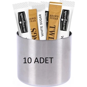 KT Home Stik Şekerlik Stick Kafe Restaurant Lokanta Paslanmaz Çelik Şekerlik Metal Çay Bahçesi 10 Adet Küçük 6 cm