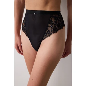 Yüksek Bel Lace Dantel Siyah Brazilian Külot