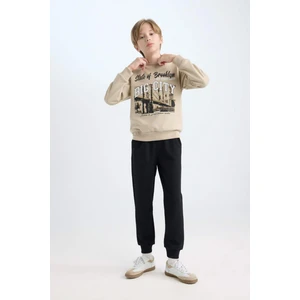 Erkek Çocuk 2'li Takım Baskılı Bisiklet Yaka Kalın Sweatshirt Beli Lastikli Jogger Eşofman Altı D3567A824WN