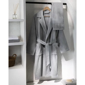 Madame Coco Carole Unisex  Pamuk Bornoz Set - Açık Gri - Lüks Koleksiyon