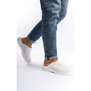 Erkek Beyaz Klasik Delikli Sabo Terlik Ortopedik Doktor Hemşire Hastane Terliği