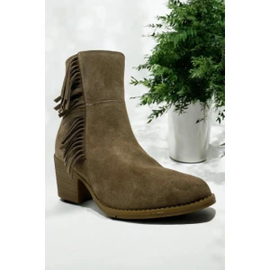 D24KB-1690 Mustang Kum  Deri Kadın Casual Günlük Bot