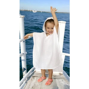 Joyous Mom & Kids 4 Katlı Organik Muslin Bebek ve Çocuk Kapüşonlu Plaj Pançosu Banyo Havlu %100 Pamuk
