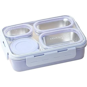 Weather Forecast 304 Çelik Mor 950 ml 4 Bölmeli Öğrenci Ofis Yemek Mama Kabı Sefer Tası