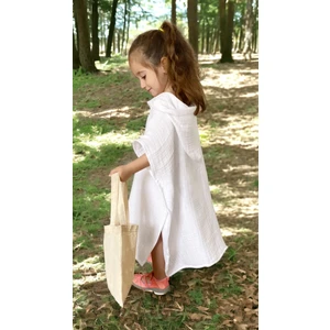 4 Katlı Organik Muslin Bebek ve Çocuk Kapüşonlu Plaj Pançosu Banyo Havlu Pamuk