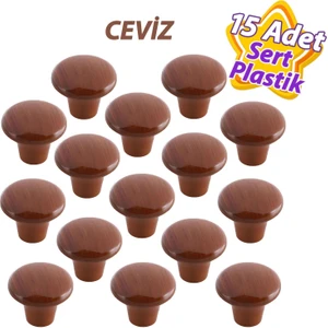 15 Adet Sert Plastik Mantar Düğme Kulp Ceviz Dolap Mobilya Mutfak Dolabı Çekmece Kapak Kulpu Kulbu