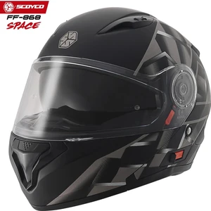 FF-868 Space Mat Siyah-Gri Çene Açılır Güneş Vizörlü Kask