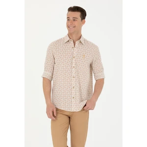 U.S. Polo Assn. Erkek Camel Gömlek Desenli 50263880-VR015