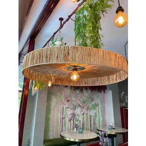 Yuvarlak 85x85x10cm Bohem Avize Rüstik Avize Jüt Avize Doğal Avize Hasır Avize Kafe Loş Restoran