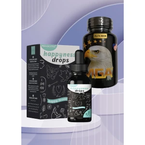 Kadın Orgazm Istek Damlası Happyness 30 ml ve Alfa Man VGA Erkek 60 Performanss Kapsülü