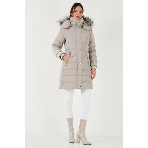 Regular Fit Çıkarılabilir Kapüşonlu Fermuarlı Cepli Şişme Mont Kadın Mont 497EMİLY