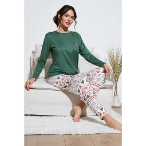Streç Regular Fit Beli Lastikli Bisiklet Yaka Pijama Takımı Kadın Pijama Takımı 65714101