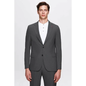 Slim Fit Gri Düz Mono Yaka Çift Yırtmaçlı Astarlı Takim Elbise 4HF05ORT01577