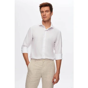 Slim Fit Beyaz Italyan Yaka Armürlü Uzun Kollu Kolay Ütülenebilir Nefes Alan Dört Mevsim Gö 2HF02ORT3185