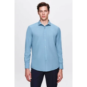 Slim Fit Petrol Italyan Yaka Dar Kesim Klasik Kravatlık Uzun Kollu Kolay Ütülenebilir Nefe 2HF02ORT5185