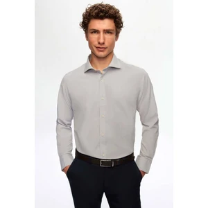 Slim Fit Gri Italyan Yaka Dar Kesim Klasik Kravatlık Uzun Kollu Kolay Ütülenebilir Nefes A 2HF02ORT5185