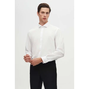 Slim Fit Beyaz Italyan Yaka Dar Kesim Klasik Kravatlık Uzun Kollu Kolay Ütülenebilir Nefes 2HF02ORT4185