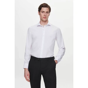 D'S Damat Slim Fit Beyaz Italyan Yaka Dar Kesim Klasik Kravatlık Uzun Kollu Kolay Ütülenebilir Nefes 2HF02ORT5185