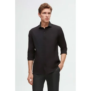 D'S Damat Slim Fit Siyah Italyan Yaka Dar Kesim Klasik Kravatlık Uzun Kollu Kolay Ütülenebilir Nefes 2HF02ORT5185