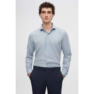 Slim Fit Açık Mavi Italyan Yaka Armürlü Uzun Kollu Kolay Ütülenebilir Nefes Alan Dört Mevsi 2HF02ORT3185