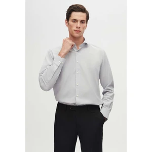 Slim Fit Gri Italyan Yaka Dar Kesim Klasik Kravatlık Uzun Kollu Kolay Ütülenebilir Nefes A 2HF02ORT4185