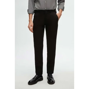Slim Fit Siyah Armürlü Yan Beli Lastikli Esnek Likralı Yandan Cepli Chino Pantolon 2HCC3ORT20001