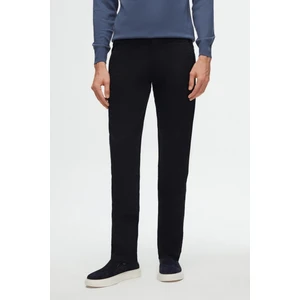 Slim Fit Lacivert Armürlü Yan Beli Lastikli Esnek Likralı Yandan Cepli Chino Pantolon 2HCC3ORT20001