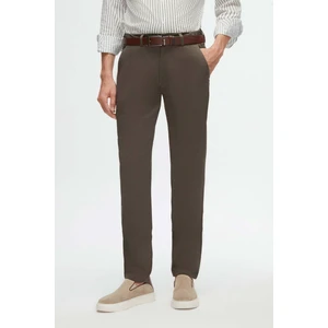 Slim Fit Haki Armürlü Yan Beli Lastikli Esnek Likralı Yandan Cepli Chino Pantolon 2HCC3ORT20001
