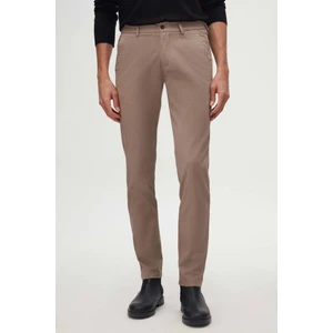 Slim Fit Bej Armürlü Yan Beli Lastikli Esnek Likralı Yandan Cepli Chino Pantolon 2HCC3ORT20001