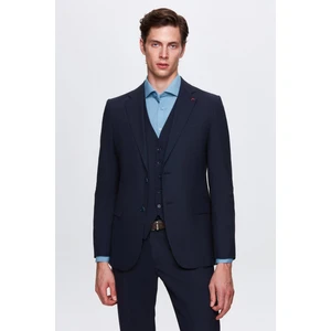 Slim Fit Lacivert Mono Yaka Tek Yırtmaçlı Astarlı Takim Elbise Yelekli 4HFY5ORT01599