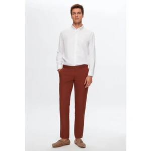 Slim Fit Tarçın Armürlü Yandan Cepli Pamuklu Chino Pantolon 7HCC3ORT10001