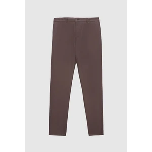 Slim Fit Gri Armürlü Yandan Cepli Pamuklu Chino Pantolon 7HCC3ORT10001