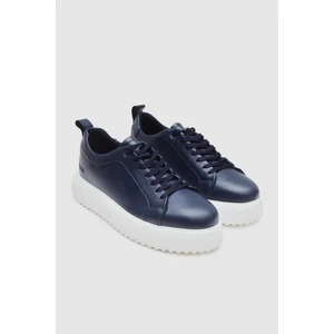 Lacivert Kalın Beyaz Tabanlı Bağcıklı Sneaker Ayakkabi 3EC09ORT0381