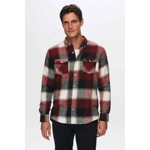Ds Damat Slim Fit Bordo Ekose Oduncu Gömlek 1HC02ORTODN03