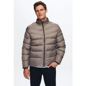 Slim Fit Gri Rüzgar Geçirmez Elyaf Dolgulu Mont 1HF07ORT01940