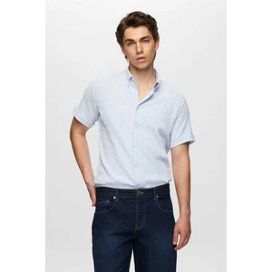 Slim Fit Mavi Gofre Kısa Kollu Gömlek 0HC02ORT04265