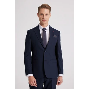 Slim Fit Lacivert Düz Mono Yaka Çift Yırtmaçlı Astarlı Takim Elbise 4HF05ORT01577