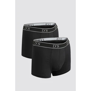 Ds Damat Siyah Beli Lastikli Marka Logolu Likralı Esneyebilen 2'li Boxer Set 4HC44ORTBS02