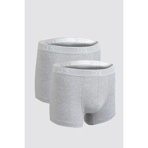 Ds Damat Gri Beli Lastikli Marka Logolu Likralı Esneyebilen 2'li Boxer Set 4HC44ORTBS02